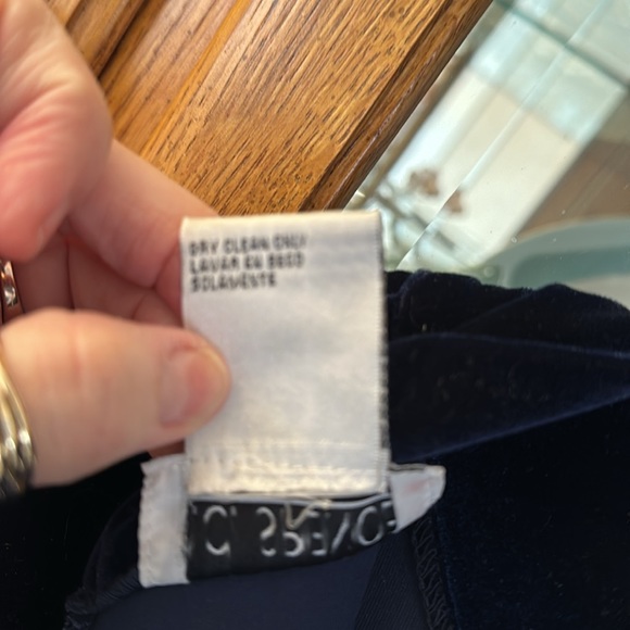 Ladies Navy Blue Velvet Look & Feel Dress - Picture 11 of 13